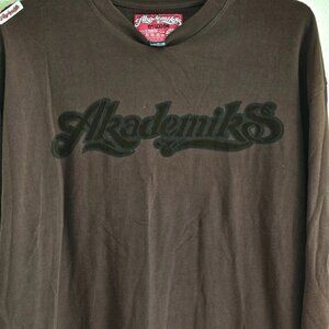 VINTAGE Streetwear,Music Y2K, 1990's Logo Akademiks Brown Long Sleeve shirt XL
